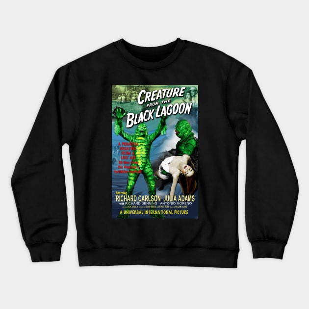 The Creature from the Black Lagoon Faux Retro Movie Poster Crewneck Sweatshirt by xenomorphicpress